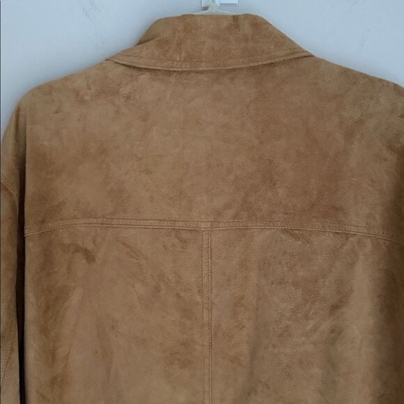 VTG 90s Newport Harbor Genuine Suede Leather Jacket Men’s Tan Washable Size L - Picture 7 of 16